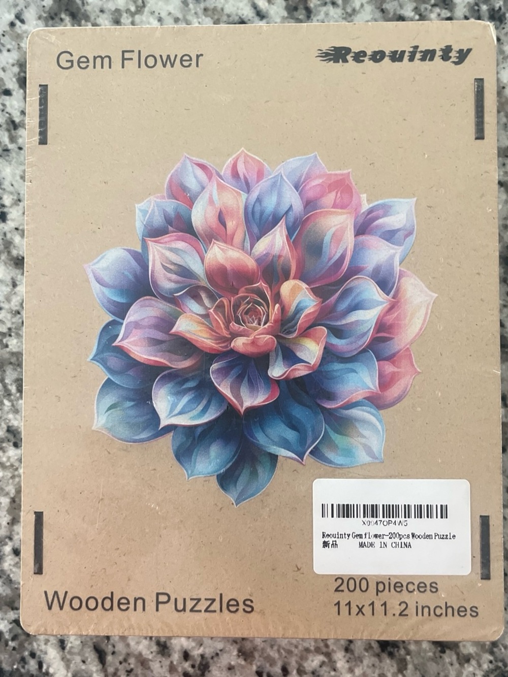 Gem Flower Wooden Wall Art - Blue, Pink & Purple
